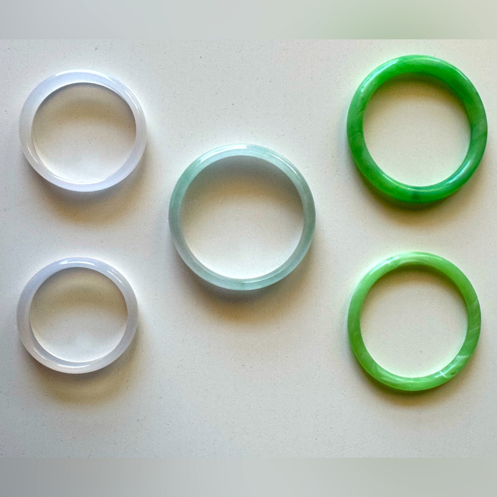 Set of Green and White Jade Bangles